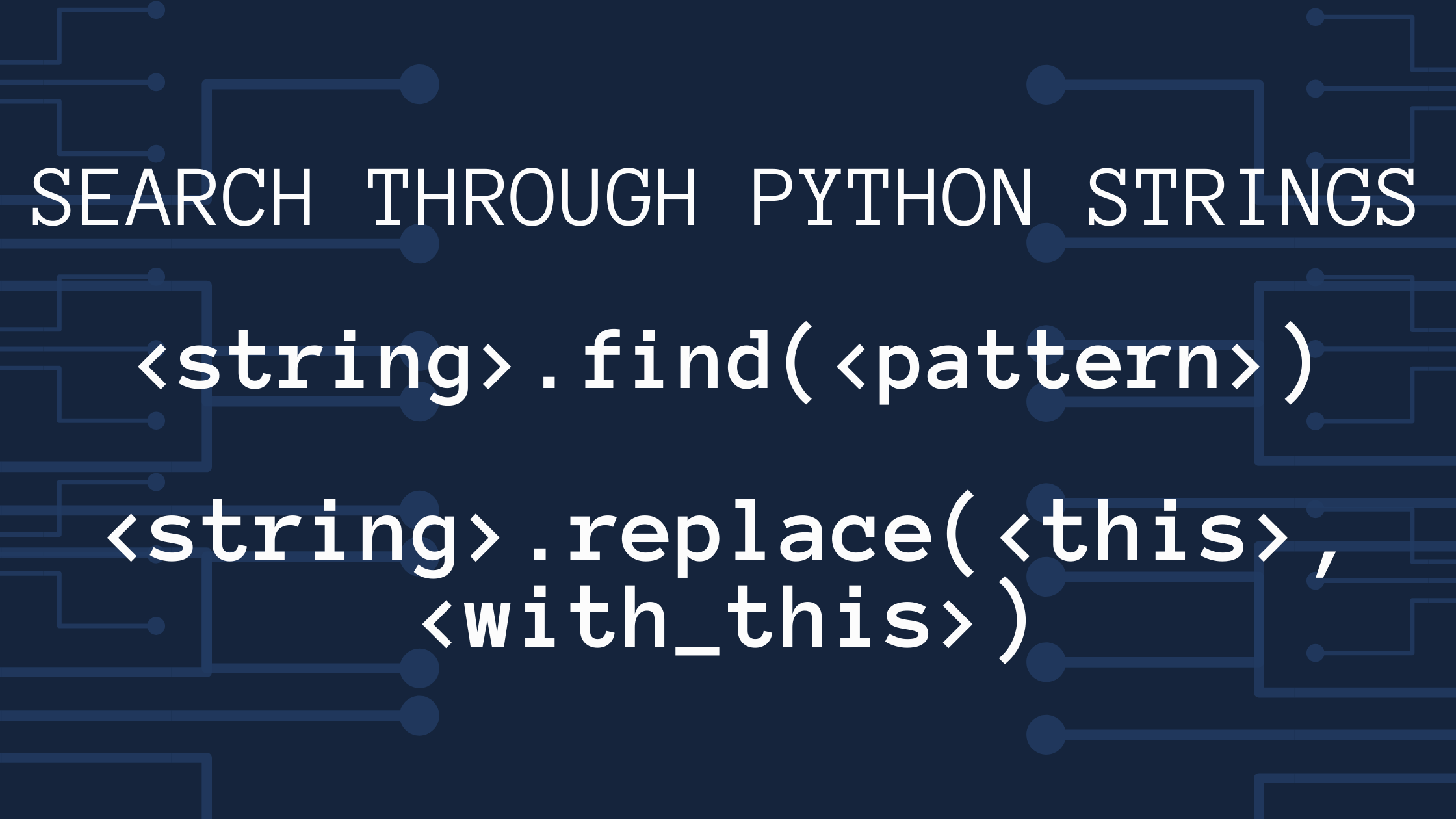 Tutorial de métodos de cadena de texto en Python: Cómo usar find() y replace()  en Python.