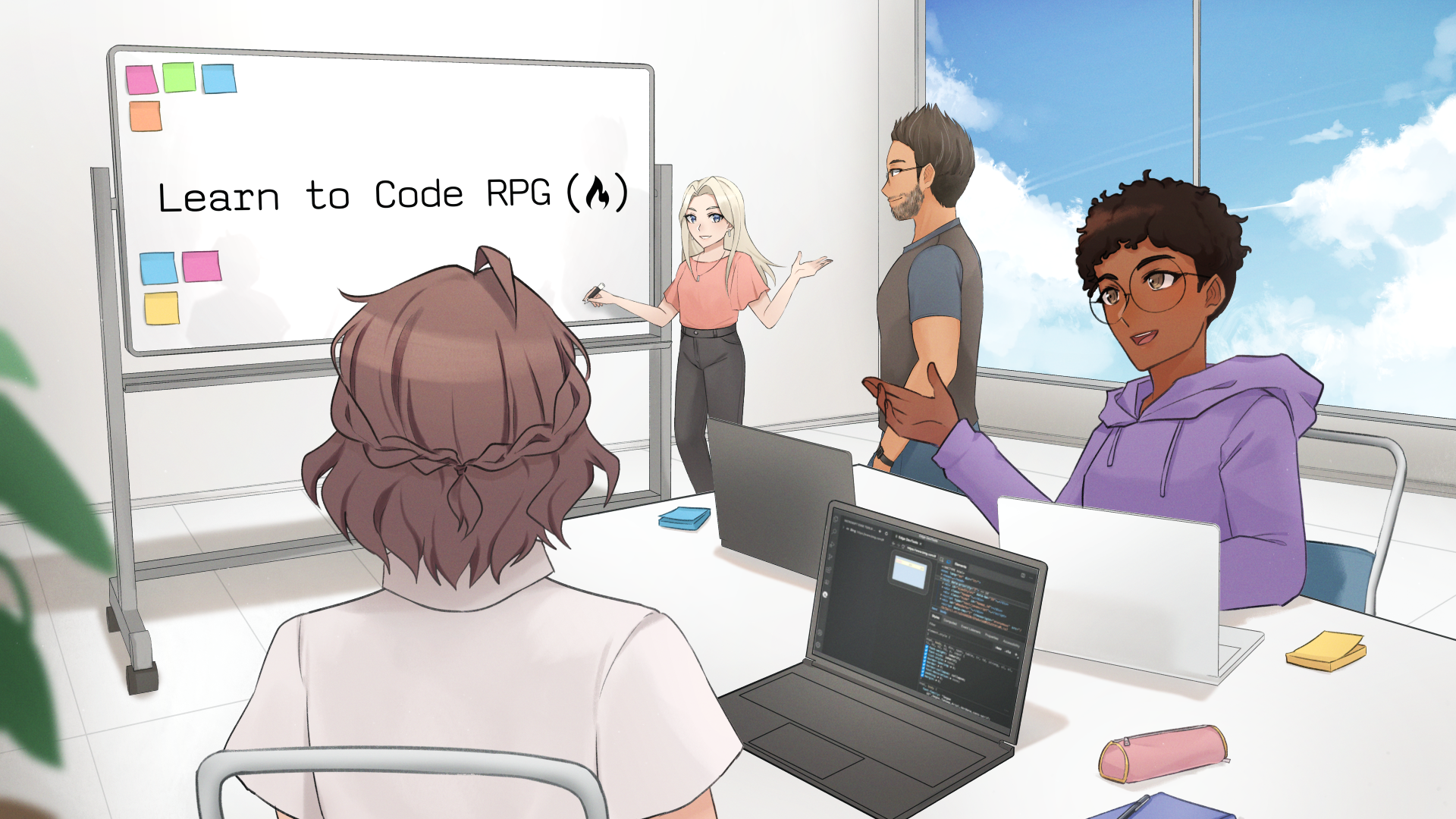 Aprende a programar RPG: Un videojuego de novela visual en el que aprendes conceptos de informática