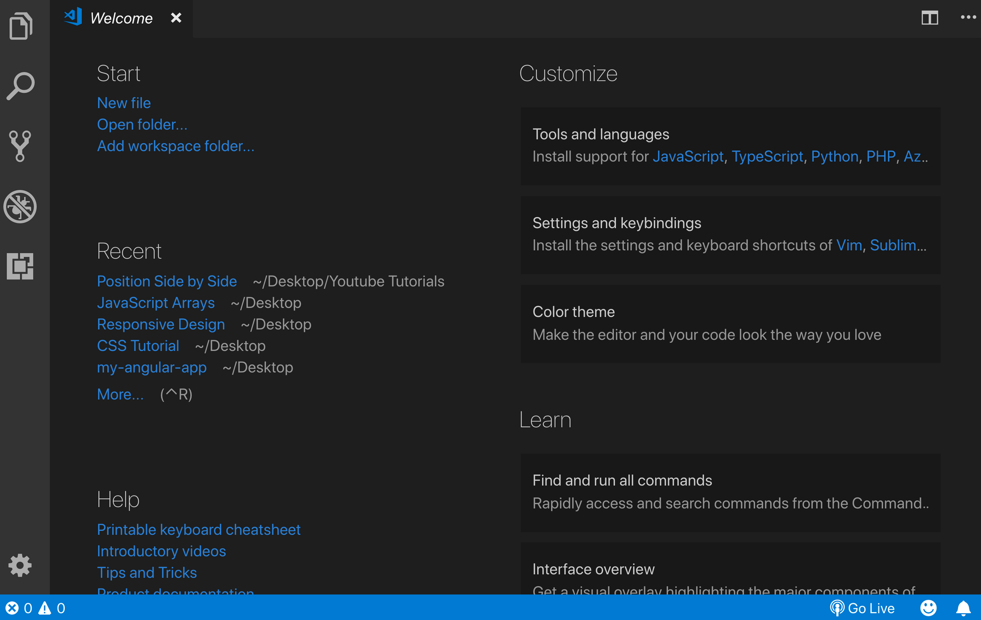 VS-Code-Welcome-Screen