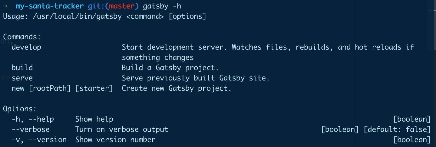 Running gatsby -h to verify install