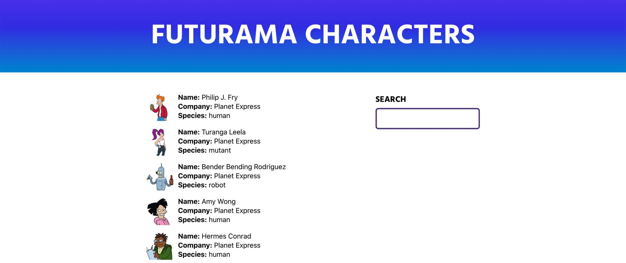 futurama-character-search-demo