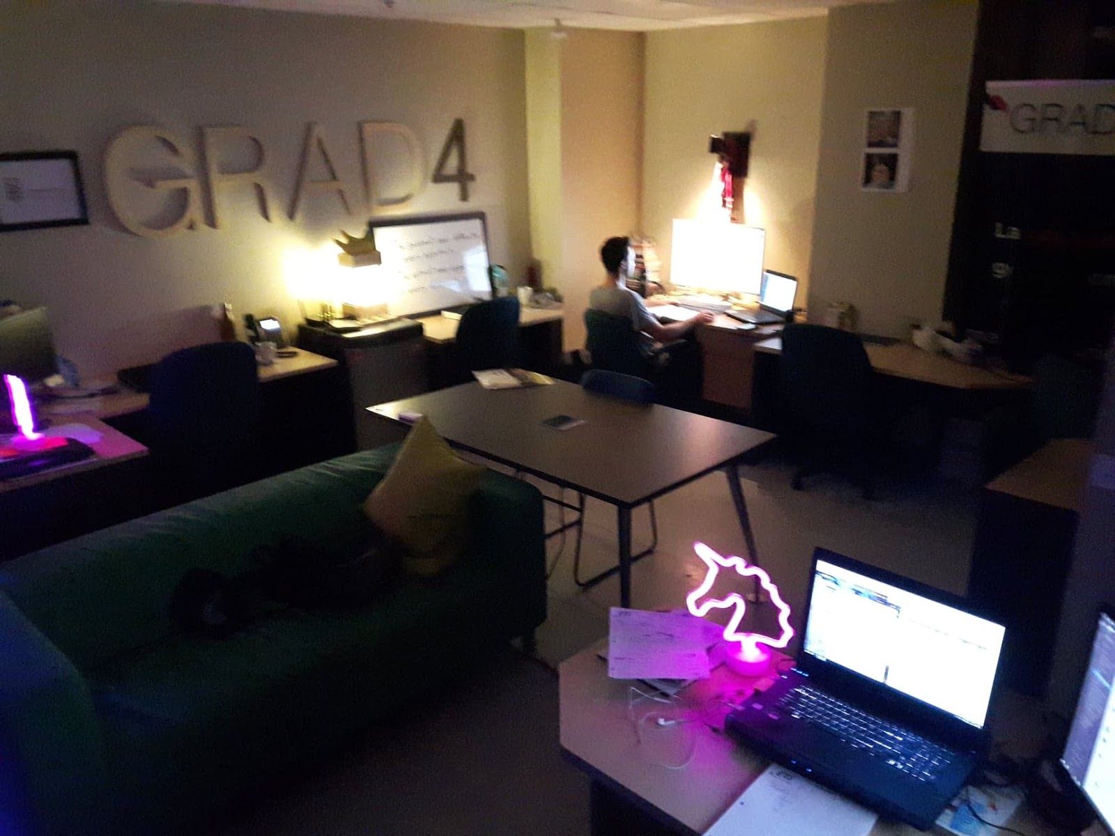 The first office of the company GRAD4 in a basement