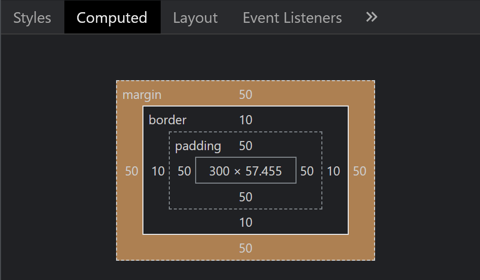 Dev console image showing a margin
