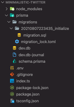 Project tree after the migration generation