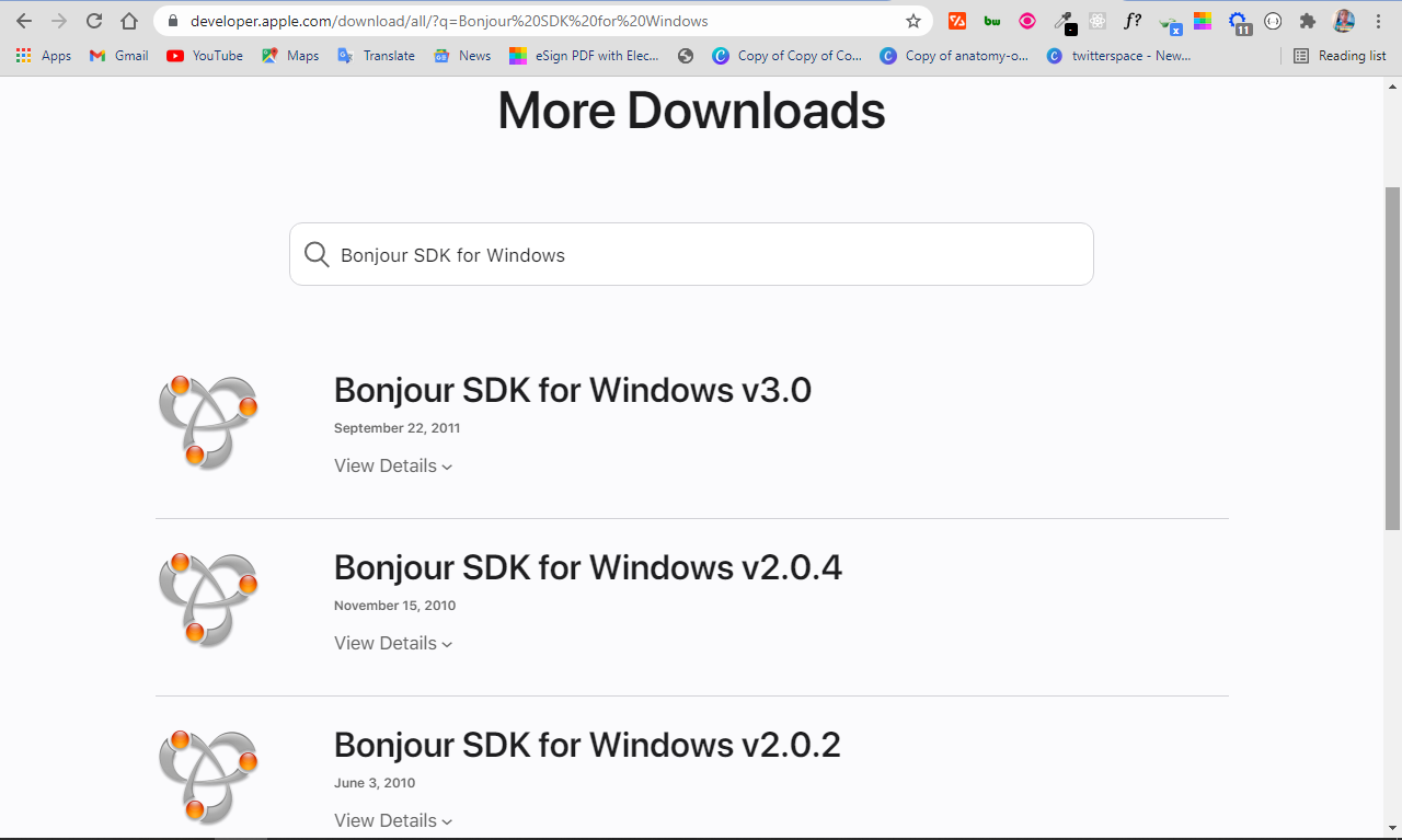 download bonjour service windows 10