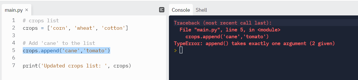 Unable to add multiple items using list.append().