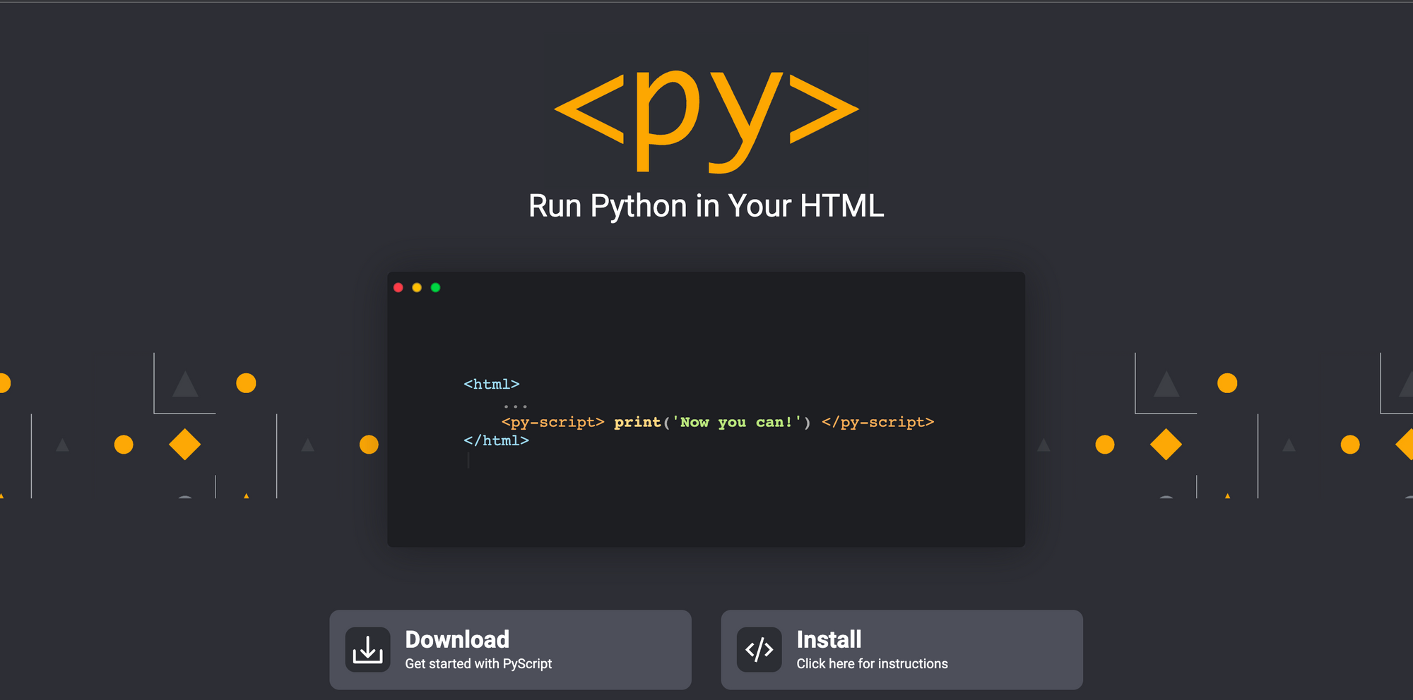Imagem do site do PyScript.