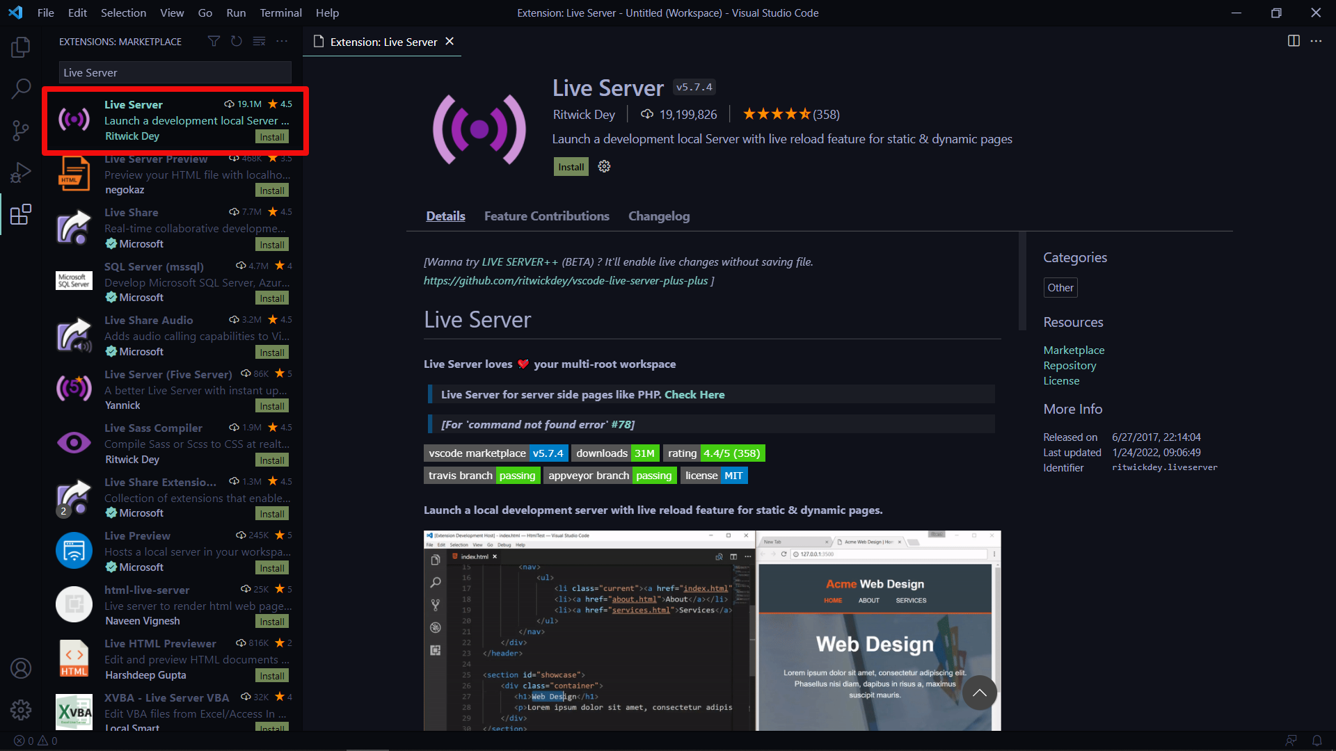 Install the Live Server by Ritwick Dey