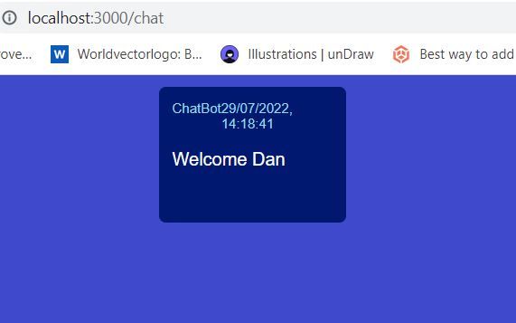 Welcome message received from ChatBot