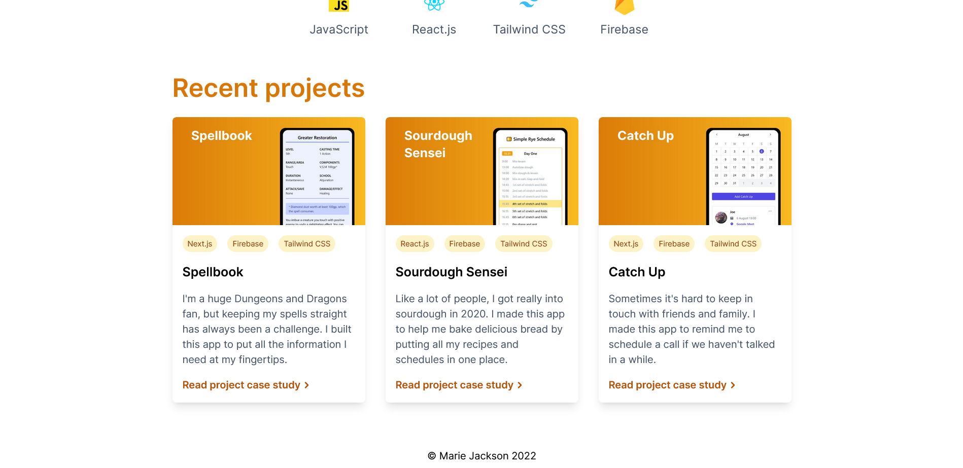 Grid of project cards on homepage.