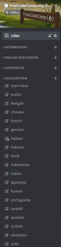 Localization chat rooms on the fCC Discord server