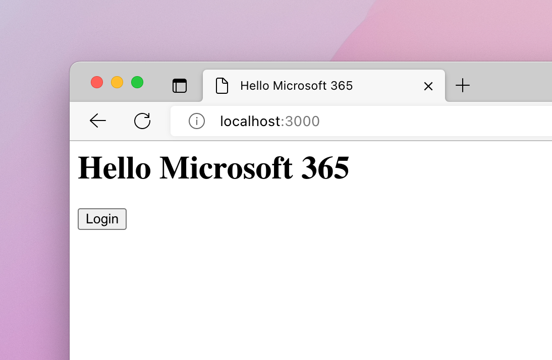 Browser window with a web page showing a login button