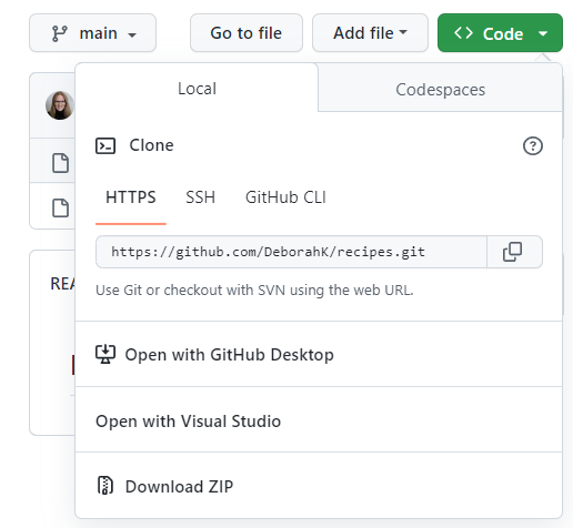 Finding the URL to the GitHub repository.