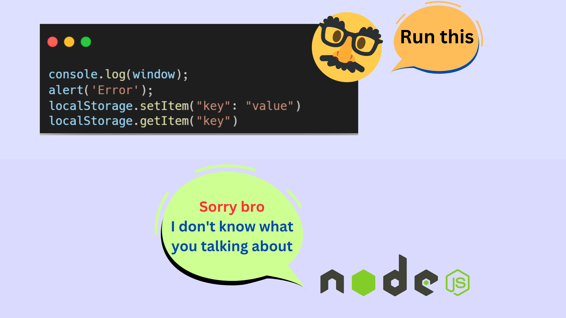 Node does not know about Browser API's