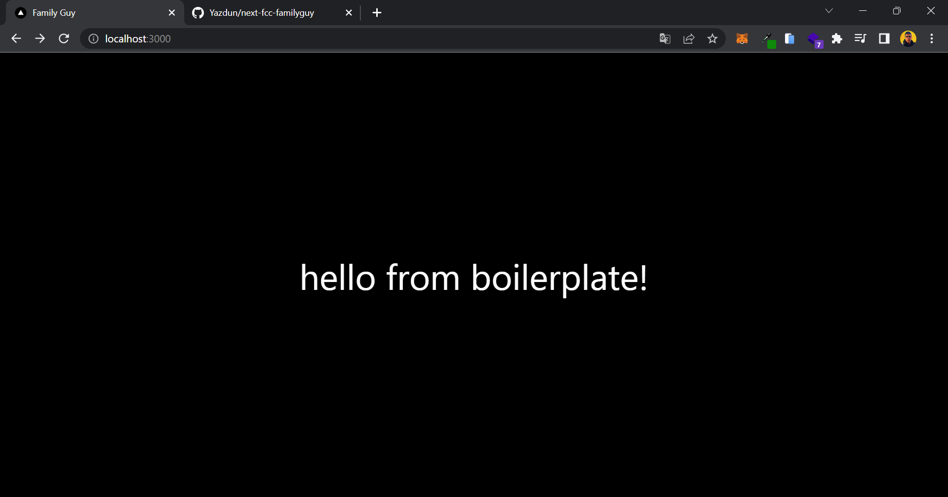Boilerplate's initial page