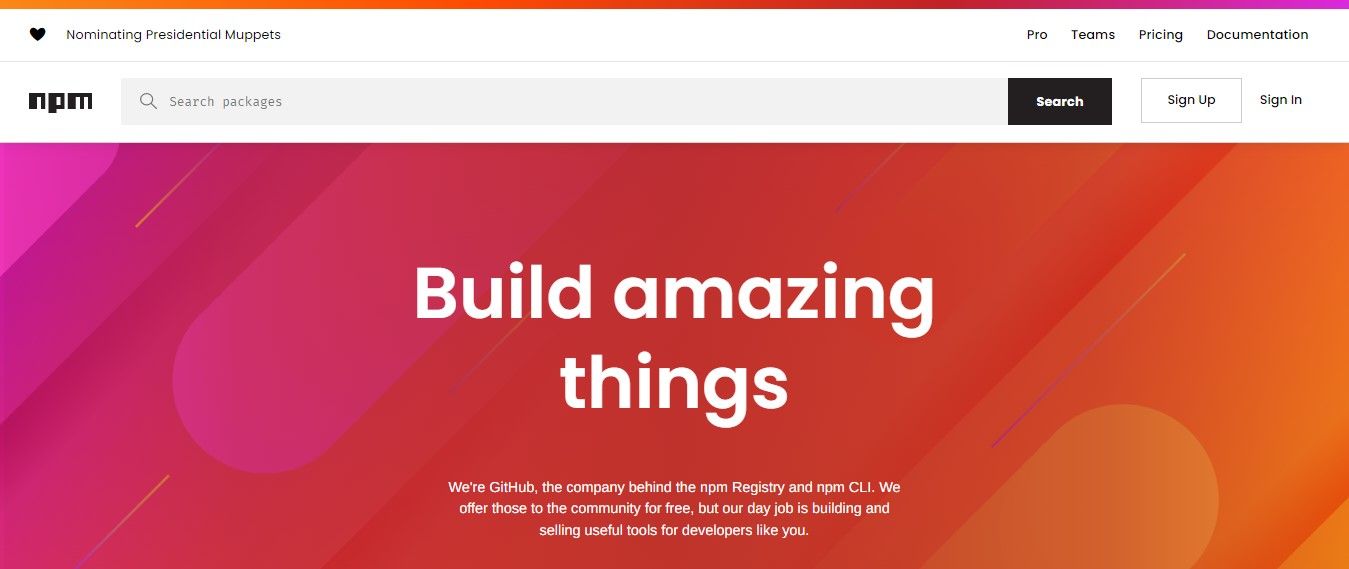 Homepage of the NPM Website