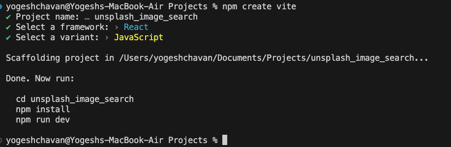 Creating Project Using Vite