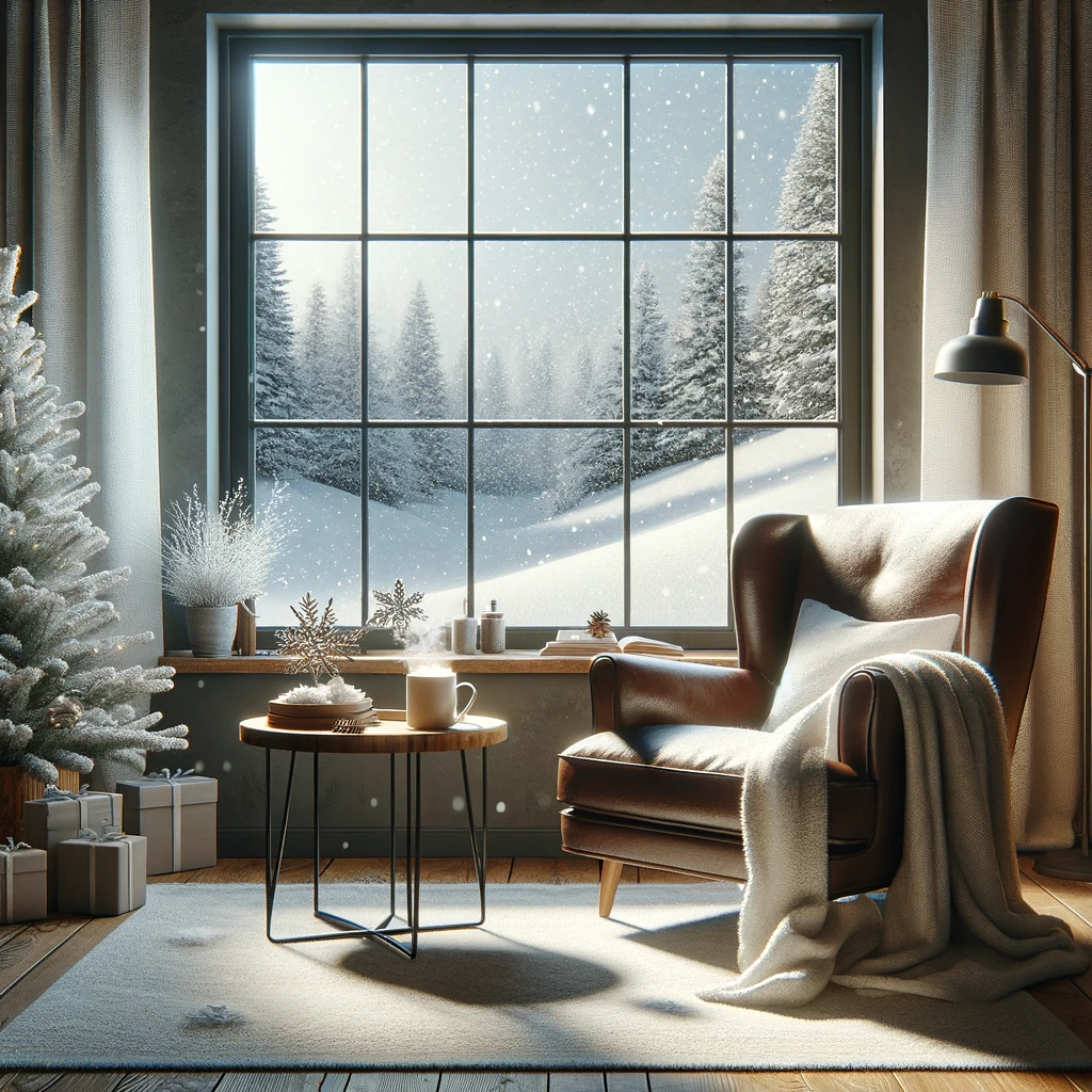 DALL-E-2023-11-18-21.15.40---A-realistic-and-cozy-winter-themed-office-setting--featuring-a-comfortable-armchair-and-a-wooden-side-table-near-a-large-window-with-a-view-of-a-snowy
