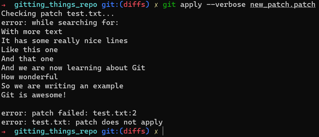  shows the process Git is taking to apply the patch