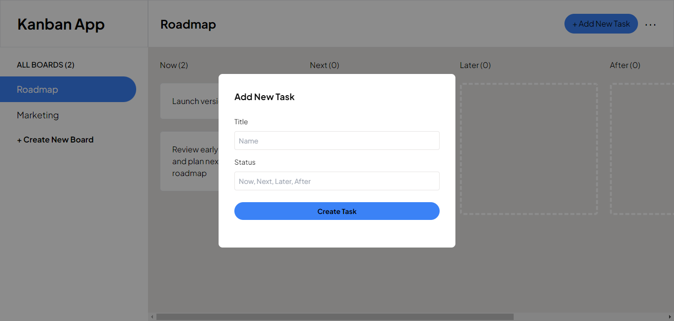 Add new task complete modal