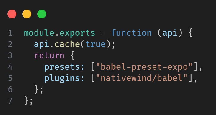 babel.conf.js file after adding nativewind plugin