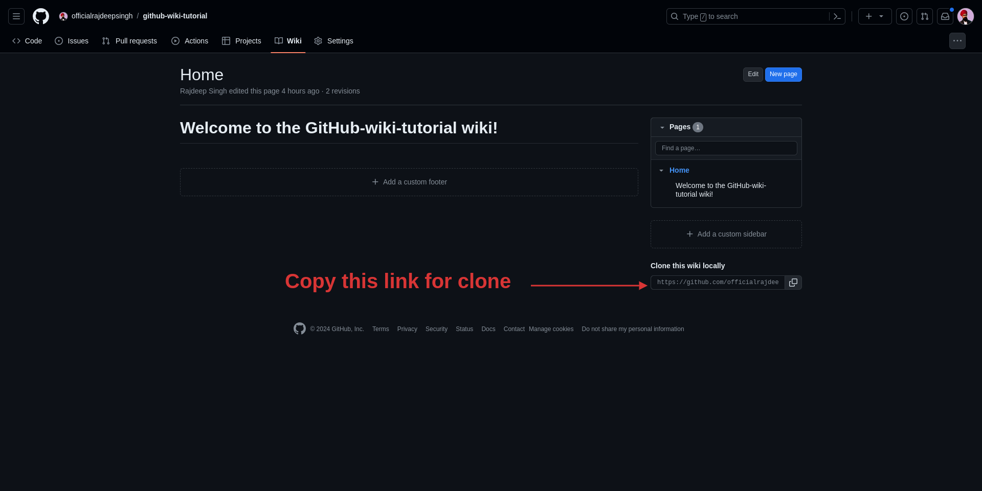 Copy the link to clone the GitHub wiki.