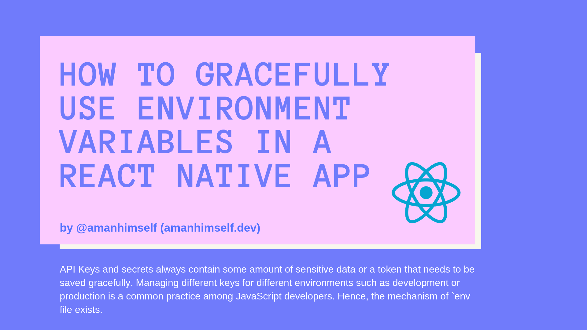 How to gracefully use Environment Variables in a React Native app
