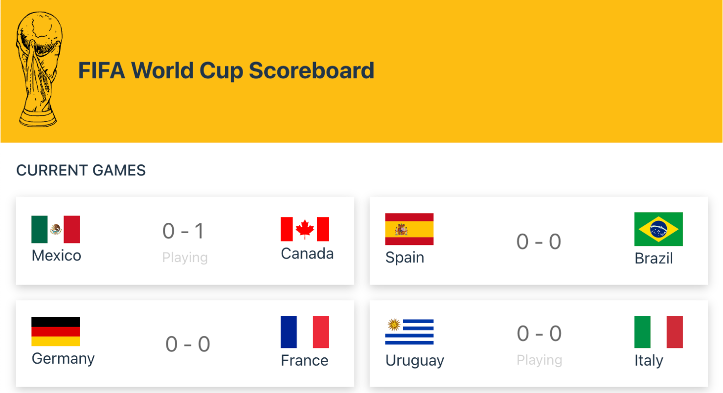 How to Create a Live Football Scoreboard in React with Vite and Vitest