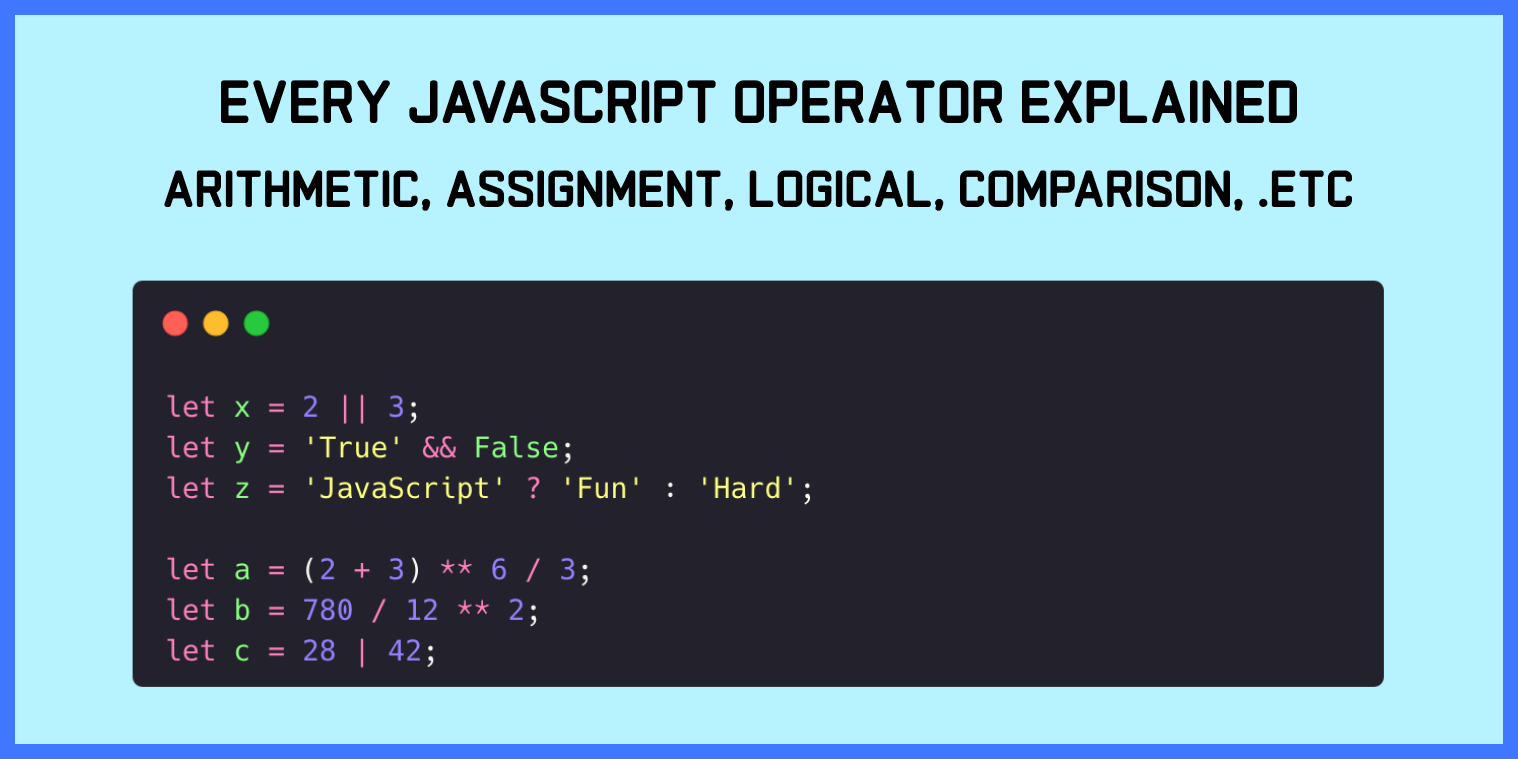 Learn JavaScript Operators – Logical, Comparison, Ternary, and More JS Operators With Examples