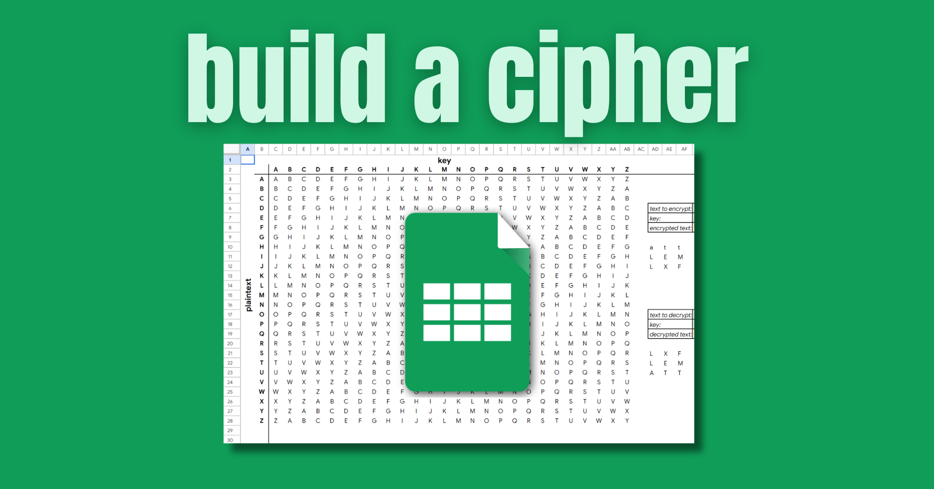 Image for Advanced Google Sheets Concepts – How to Build a Vigenère Cipher