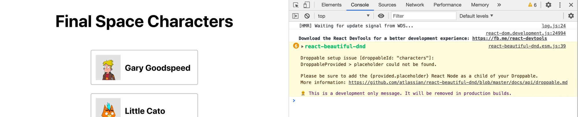 react-beautiful-dnd-warning-placeholder