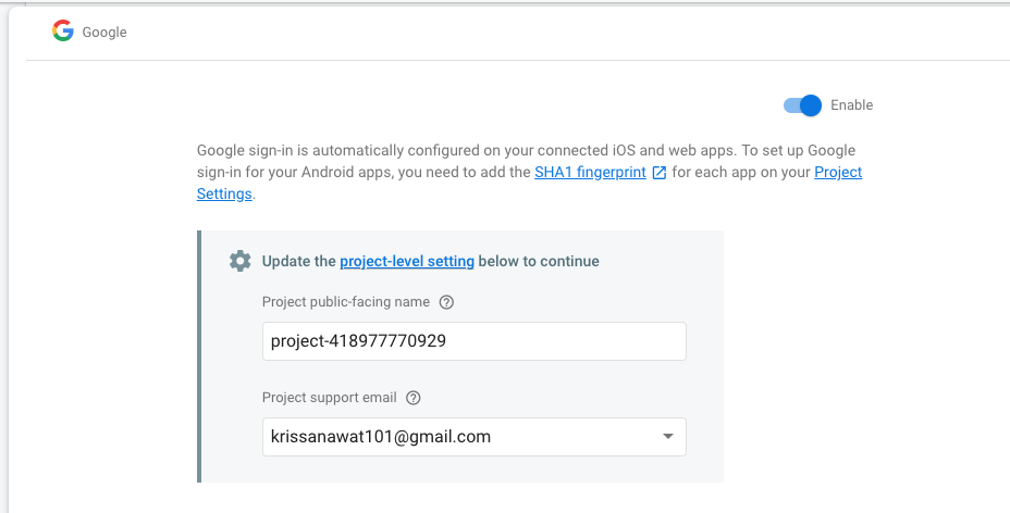 select-support-email-in-firebase-app