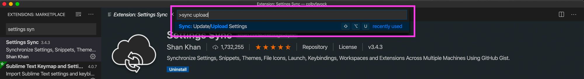 vs-code-settings-sync-upload-update-command